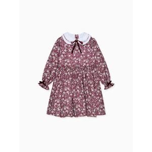 La Coqueta Burgundy Floral Leana Girl Dress